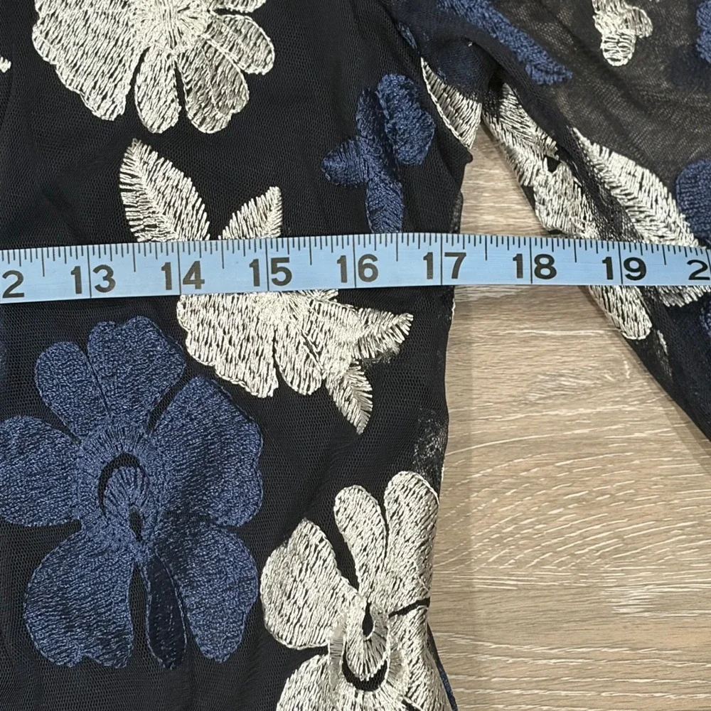 Connected‎ Apparel Navy Blue Floral Embroidered Jacket Dress Set 8P